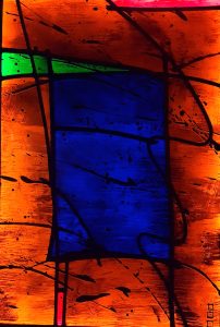 Peinture de Lumière Blue et Orange 3 en vitrail en Hauts-de-Seine