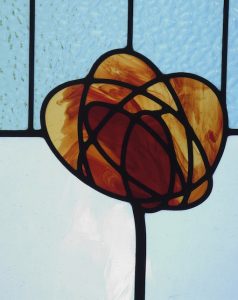 Detail d'un fleur en vitrail en Hauts-de-Seine