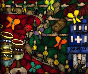 Detail d'un Mémorial Covid-19 en vitrail Hauts-de-Seine