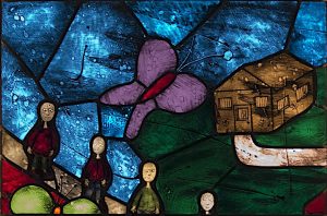 Papillon en vitrail en Hauts-de-Seine Mémorial Covid-19