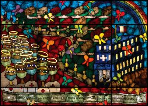 Memorial de Covid-19 en vitrail en Hauts-de-Seine