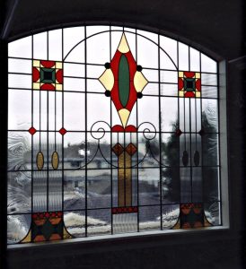 Vitrail contemporain pour un sale de bain en Hauts de Seine